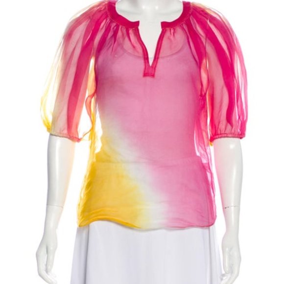 Diane Von Furstenberg Tops - Diane Von Furstenberg Silk Sheer Tie Die Keoni